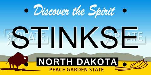 STINKSE North Dakota License Plate