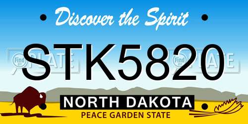 STK5820 North Dakota License Plate