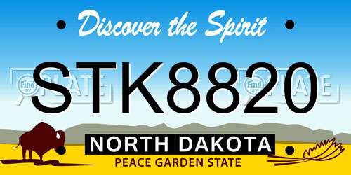 STK8820 North Dakota License Plate