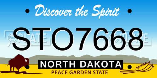 STO7668 North Dakota License Plate