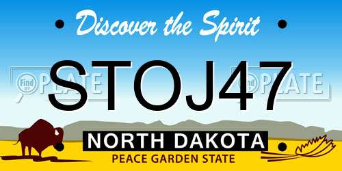 STOJ47 North Dakota License Plate