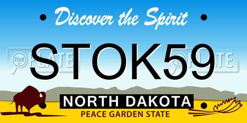 STOK59 North Dakota License Plate