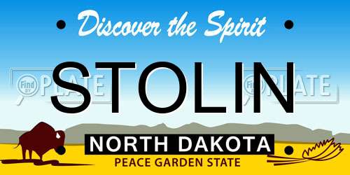 STOLIN North Dakota License Plate