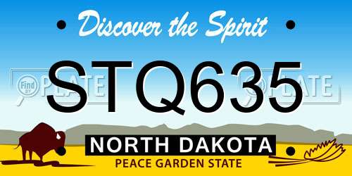 STQ635 North Dakota License Plate