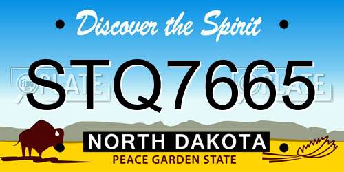 STQ7665 North Dakota License Plate