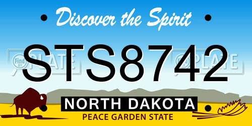 STS8742 North Dakota License Plate