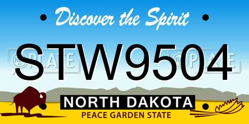 STW9504 North Dakota License Plate