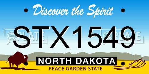 STX1549 North Dakota License Plate