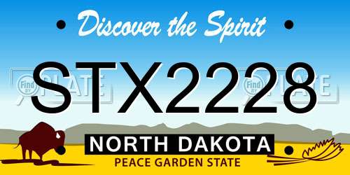 STX2228 North Dakota License Plate