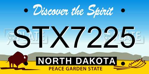 STX7225 North Dakota License Plate