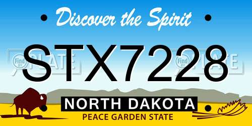 STX7228 North Dakota License Plate