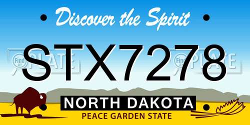STX7278 North Dakota License Plate