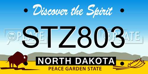 STZ803 North Dakota License Plate