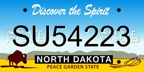 SU54223 North Dakota License Plate