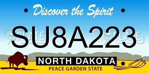 SU8A223 North Dakota License Plate