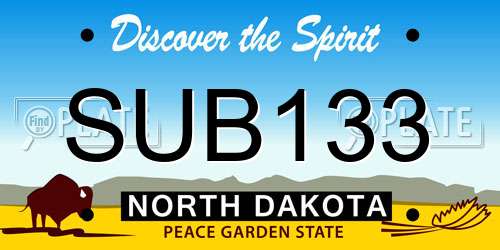 SUB133 North Dakota License Plate
