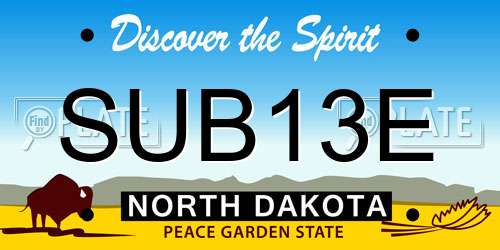 SUB13E North Dakota License Plate
