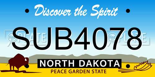 SUB4078 North Dakota License Plate