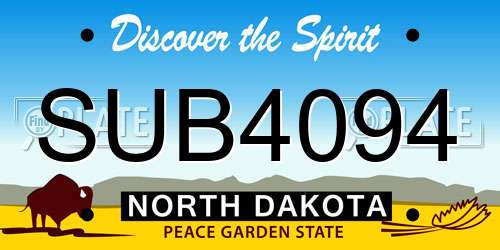 SUB4094 North Dakota License Plate