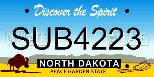 SUB4223 North Dakota License Plate