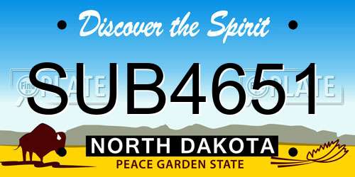 SUB4651 North Dakota License Plate