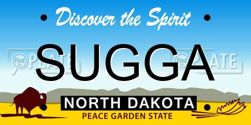 SUGGA North Dakota License Plate