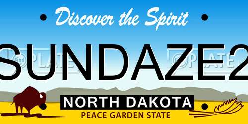 SUNDAZE2 North Dakota License Plate