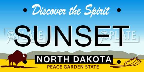 SUNSET North Dakota License Plate