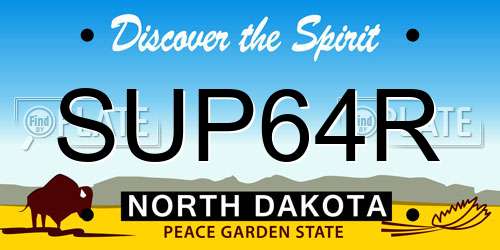 SUP64R North Dakota License Plate