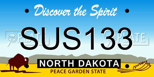 SUS133 North Dakota License Plate