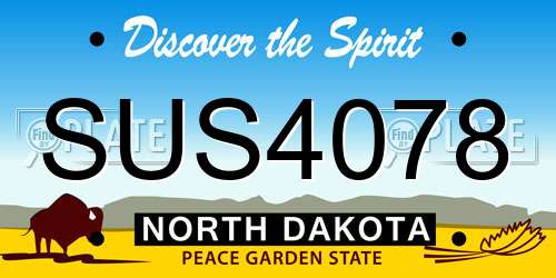 SUS4078 North Dakota License Plate