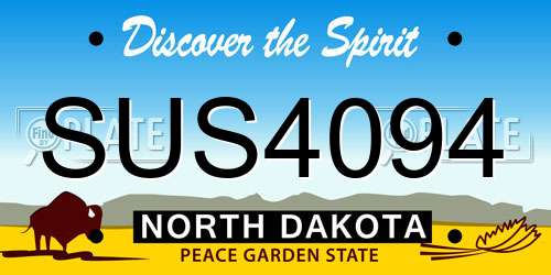 SUS4094 North Dakota License Plate