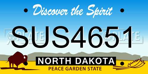 SUS4651 North Dakota License Plate