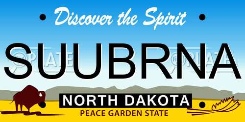 SUUBRNA North Dakota License Plate