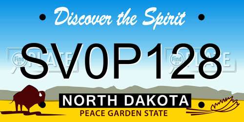 SV0P128 North Dakota License Plate