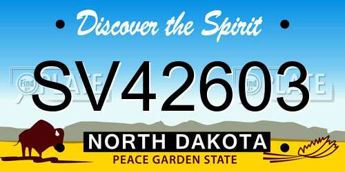SV42603 North Dakota License Plate