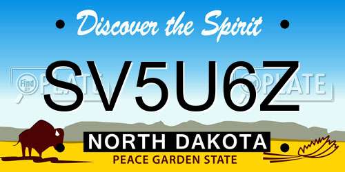 SV5U6Z North Dakota License Plate