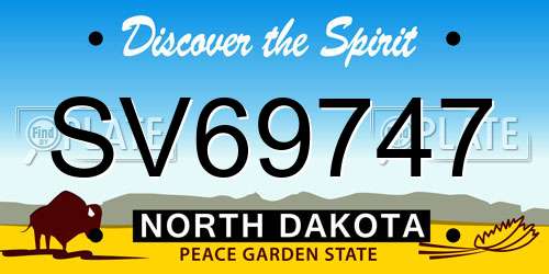 SV69747 North Dakota License Plate