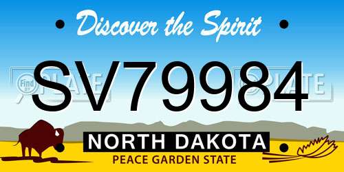 SV79984 North Dakota License Plate