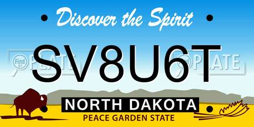 SV8U6T North Dakota License Plate