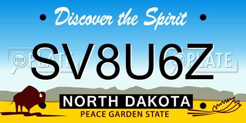 SV8U6Z North Dakota License Plate