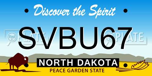 SVBU67 North Dakota License Plate