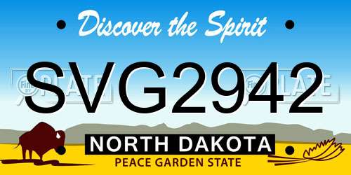 SVG2942 North Dakota License Plate