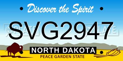 SVG2947 North Dakota License Plate
