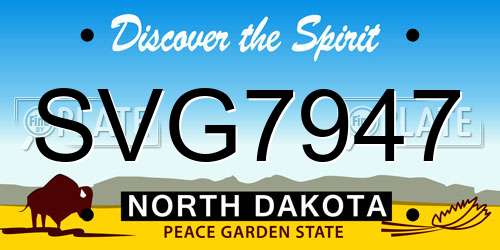 SVG7947 North Dakota License Plate
