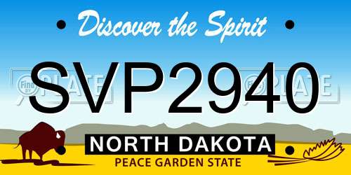 SVP2940 North Dakota License Plate