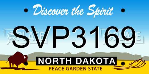 SVP3169 North Dakota License Plate
