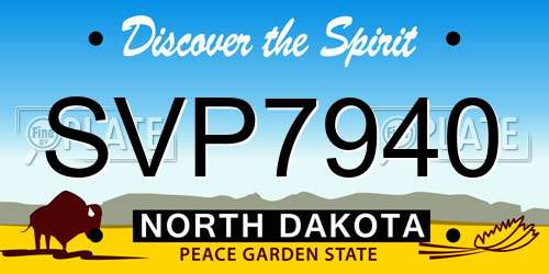 SVP7940 North Dakota License Plate