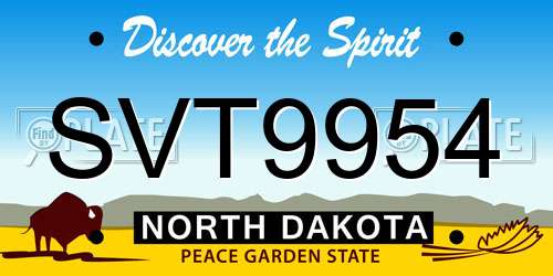 SVT9954 North Dakota License Plate