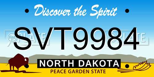 SVT9984 North Dakota License Plate